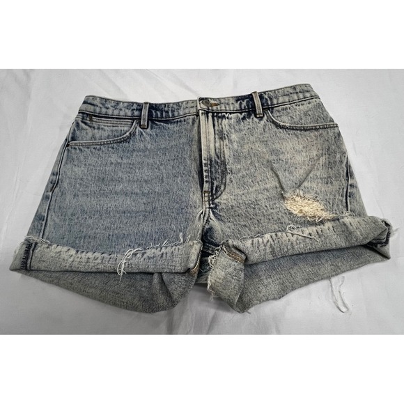 Wrangler High Rise Denim Shorts Acid Wash Distressed Cuffed Womens Size 25 - Picture 1 of 4